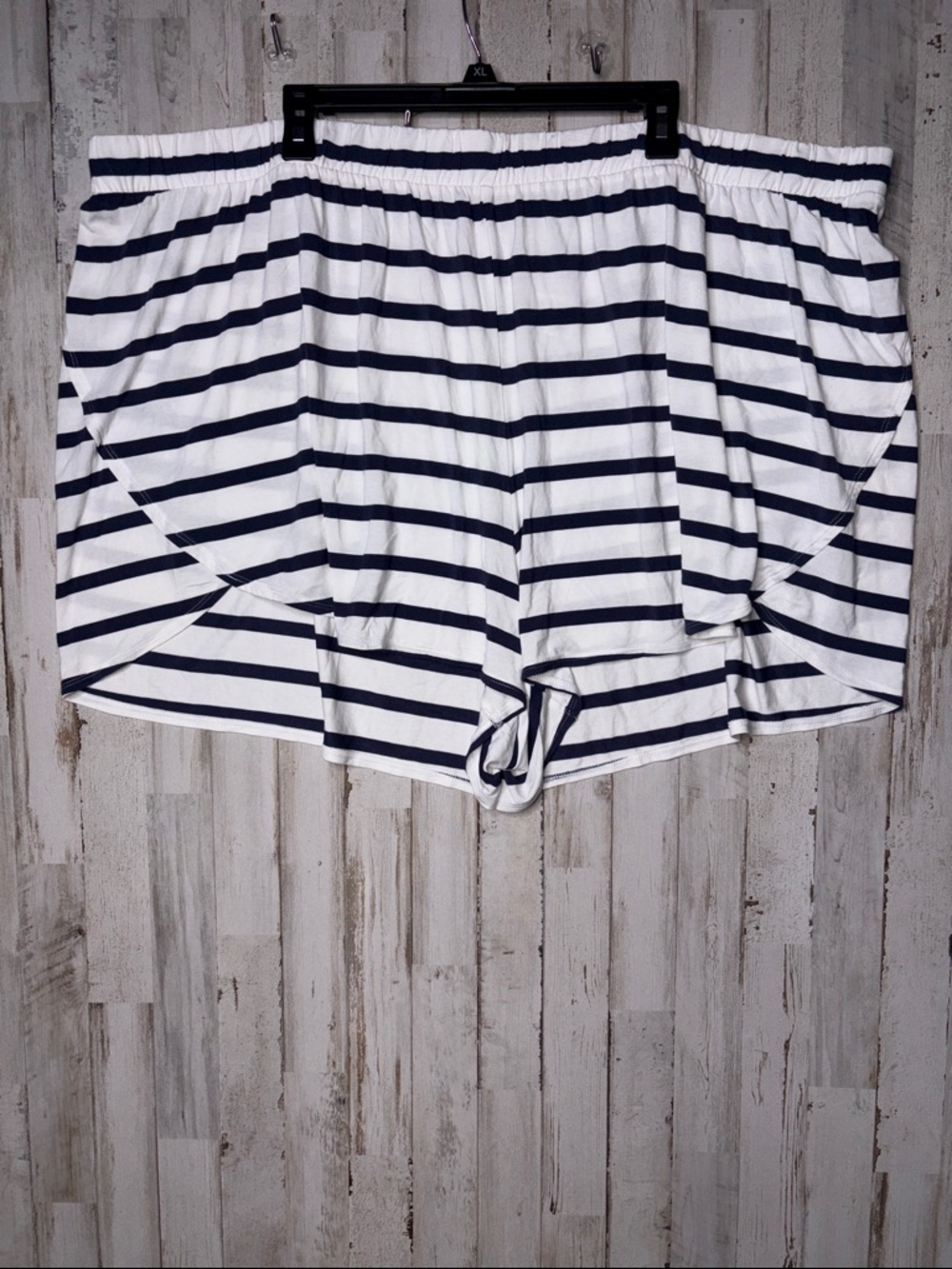 Old Navy Sunday Sleep Short White and Navy Striped Elastic Waist 4X